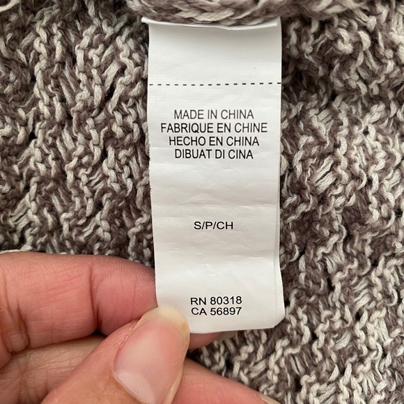 LUCKY BRAND Boho Gray Braided Sweater w/ Fray Women SP Small Petite - Picture 7 of 7